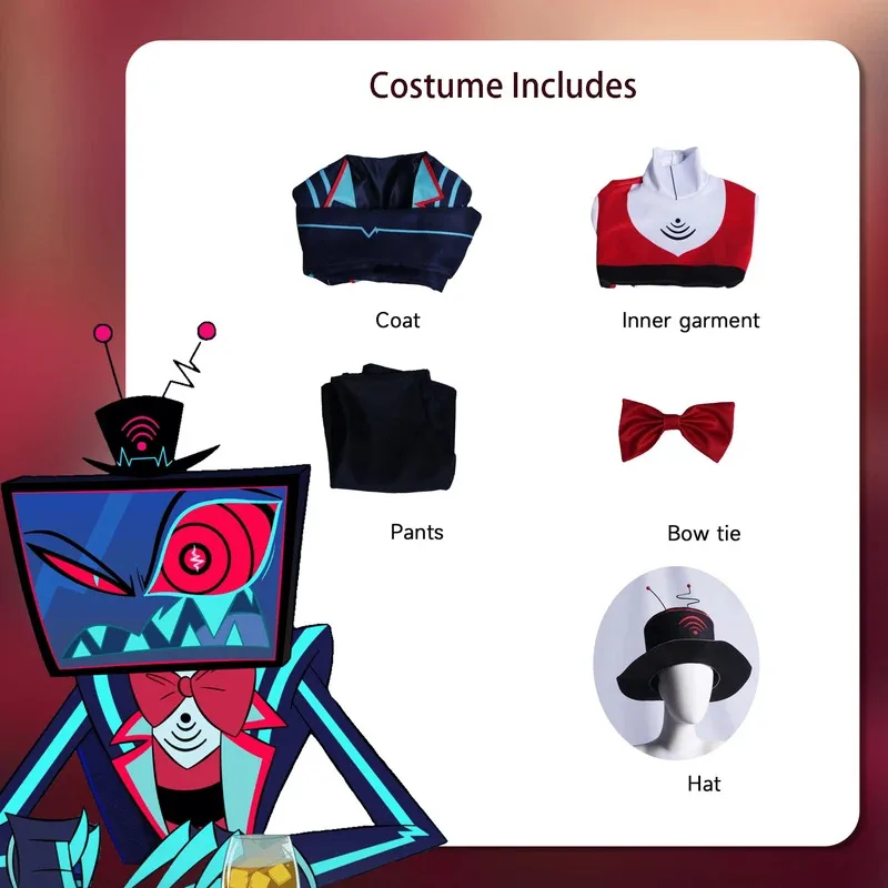 Anime Charlie Morningstar Vox Cosplay HazbinHotel Fantasia Costume Disguise For Women Men Jacket Pants Hat Outfit Halloween Suit
