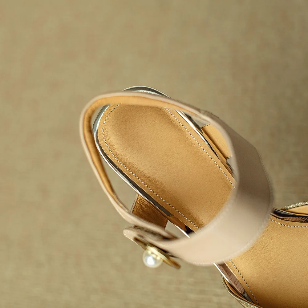 【JOCHEBED HU】Thin High Heels Women\'s Summer Leather Pumps Pointed Toe Closed-toe Design Fashion Party Elegant Sandals 34-40
