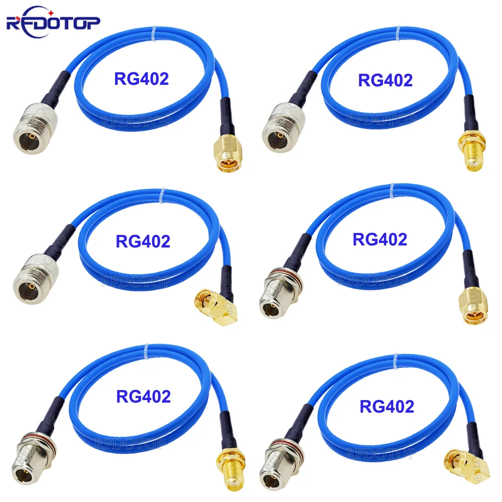 RG-402 N Female to SMA Female Connector N to SMA Blue Semi-Felxible RG402 RF Coaxial Cable High Frequency Test Cable 50 Ohm