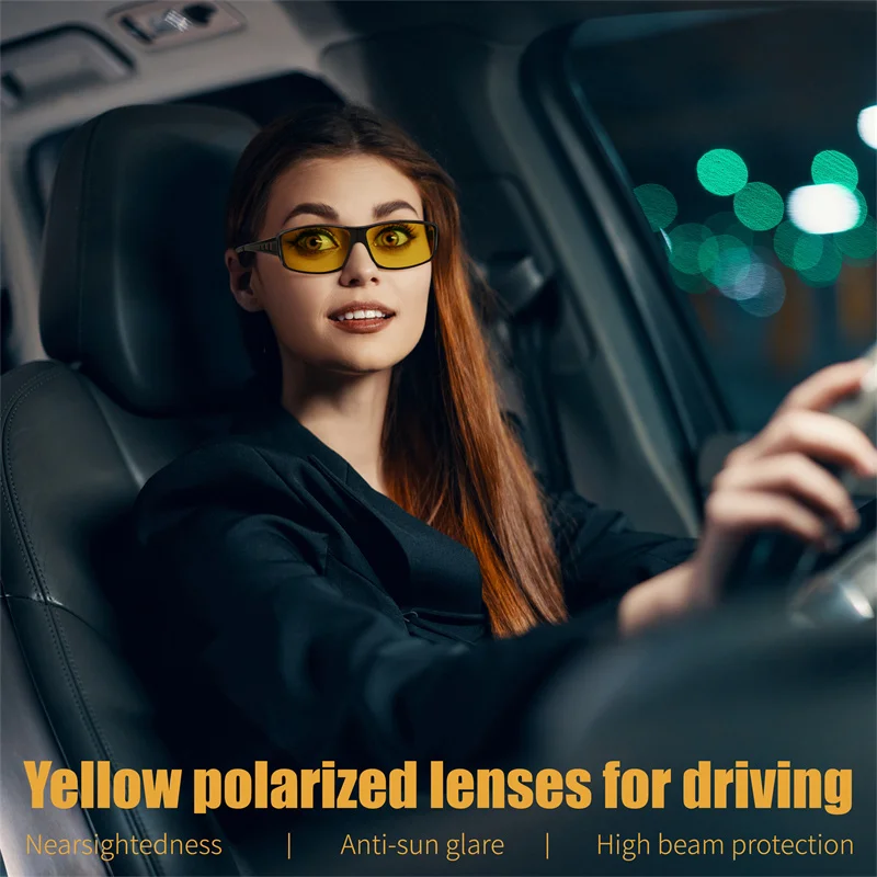 Cool&Ku Night Driving Glasses,Men Women Fit Over Sunglasses, Anti Glare Polarized HD Night Vision Glasses Yellow Lens