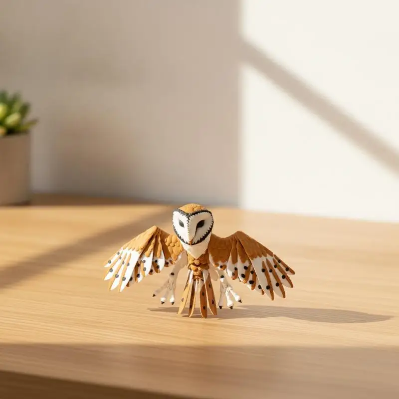 3D Printed Owl Ornament Flexible Articulated Joints Vivid Details Living Room Decor Fun Interactive Toy for Kids Adults