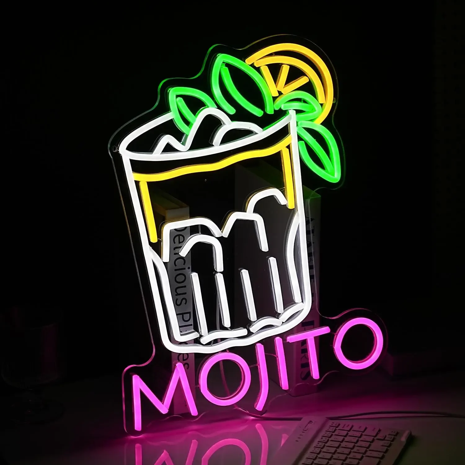 Mojito Cocktail Neon Signs LED USB Powered Neon Lights for Wall Decor Bar Club Party Home Bar Man Cave Living Decoration Room