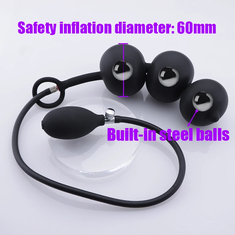 3 Balls Prostate Massage Inflatable Anal Plug Build-in Iron Ball Expandable Dildo Pump Butt Plug Anal Dilator Sex Toys For Gay