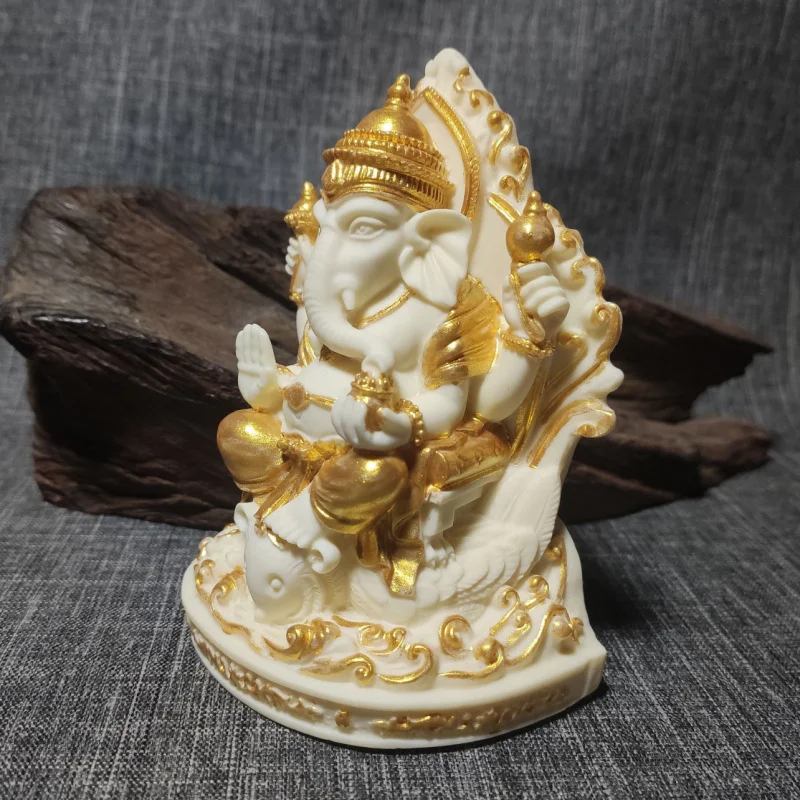 Ivory Nut Gold-Plated Thai Culture Elephant Nose God of Wealth11.7*9*5.5cmLiving Room Entrance Decoration Ornaments