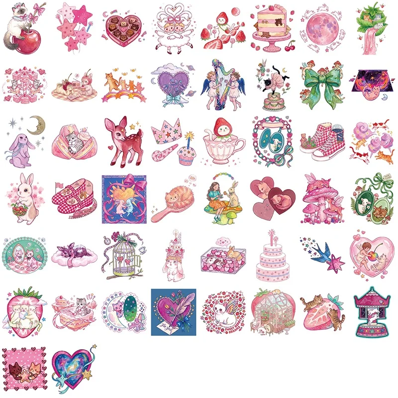 10/30/50PCS Pink Fairy Tale PVC Sticker Aesthetic Colored Decoration Scrapbooking Supplies DIY Hand Accounting