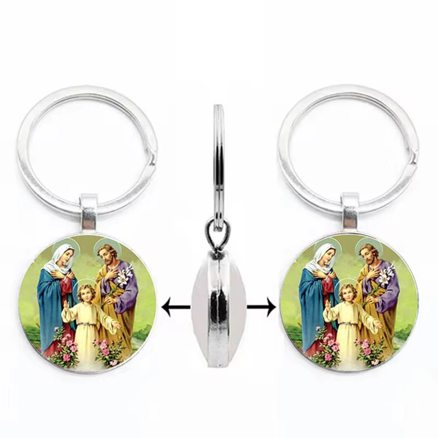 Double sided dome glass keychain gift for the Virgin Mary of Jesus