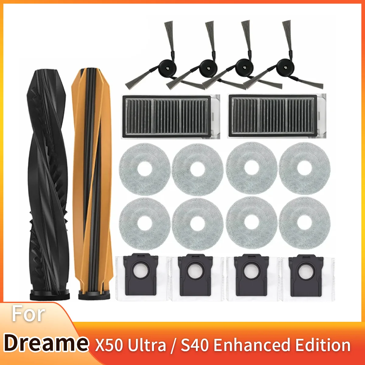 Bolsa de polvo para Robot aspirador Dreame X50 Ultra / S40, edición mejorada, accesorios, cepillo lateral de rodillo principal, fregona con filtro Hepa
