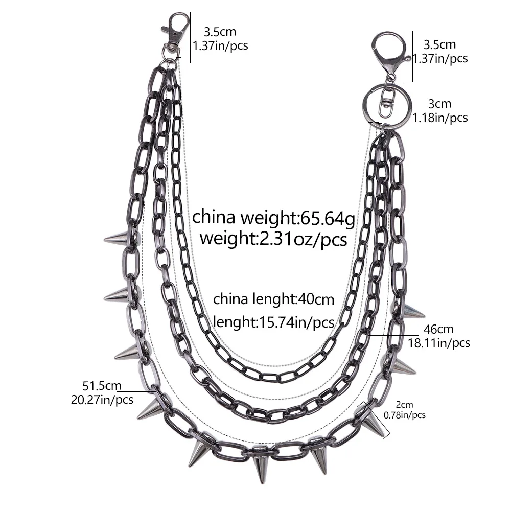 Hip Hop Punk Rock Metal Pants Waist Chain Men Women Key Chain Trousers Chain Wallet Keychain Jeans Unisex Hip-hop Jewelry Gift image 5