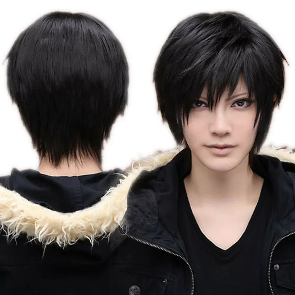 Perruque Synthétique Noire Courte et Lisse pour Homme, Cheveux de ix, Cosplay, Sexy, Beau, Nouveau