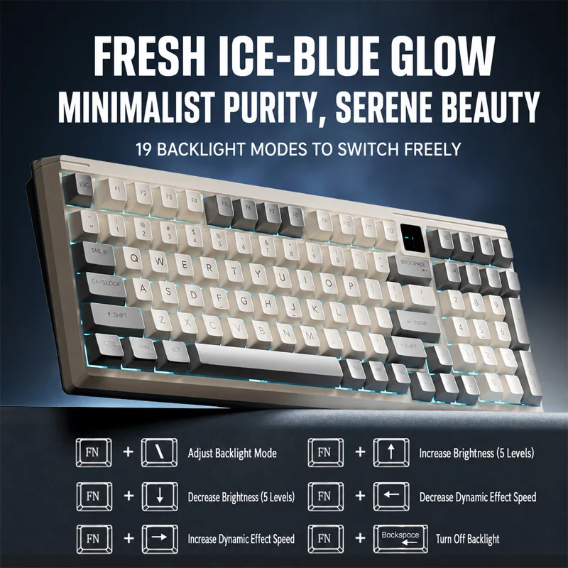 LANGTU T98 Wired Mechanical Keyboard 98-Key Hot-Swap Gasket Structure Mini Display RGB Backlit Gaming And Office Keyboard for PC