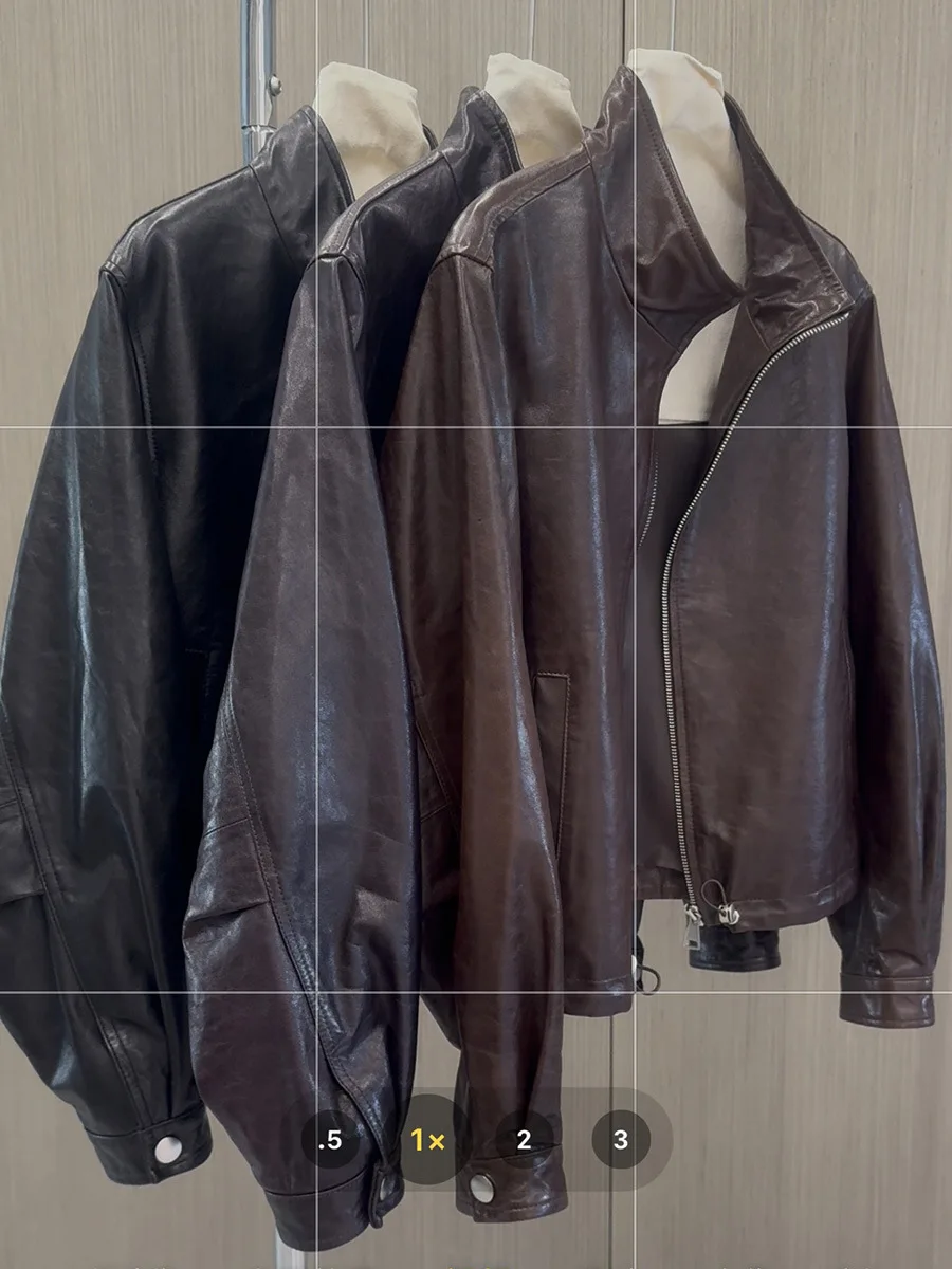 الخريف/الشتاء الأزياء الوقوف طوق خمر شيرلينغ سترة عارضة سترة جلدية معطف قصير للنساء