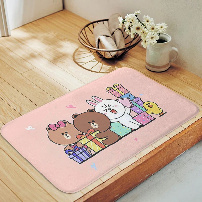 

Living Room Floor Carpet Anti Slip L-Line Cute Kitchen Hallway Foot Mat Slip-resistant Home Decor Items Balcony Bedroom Rug