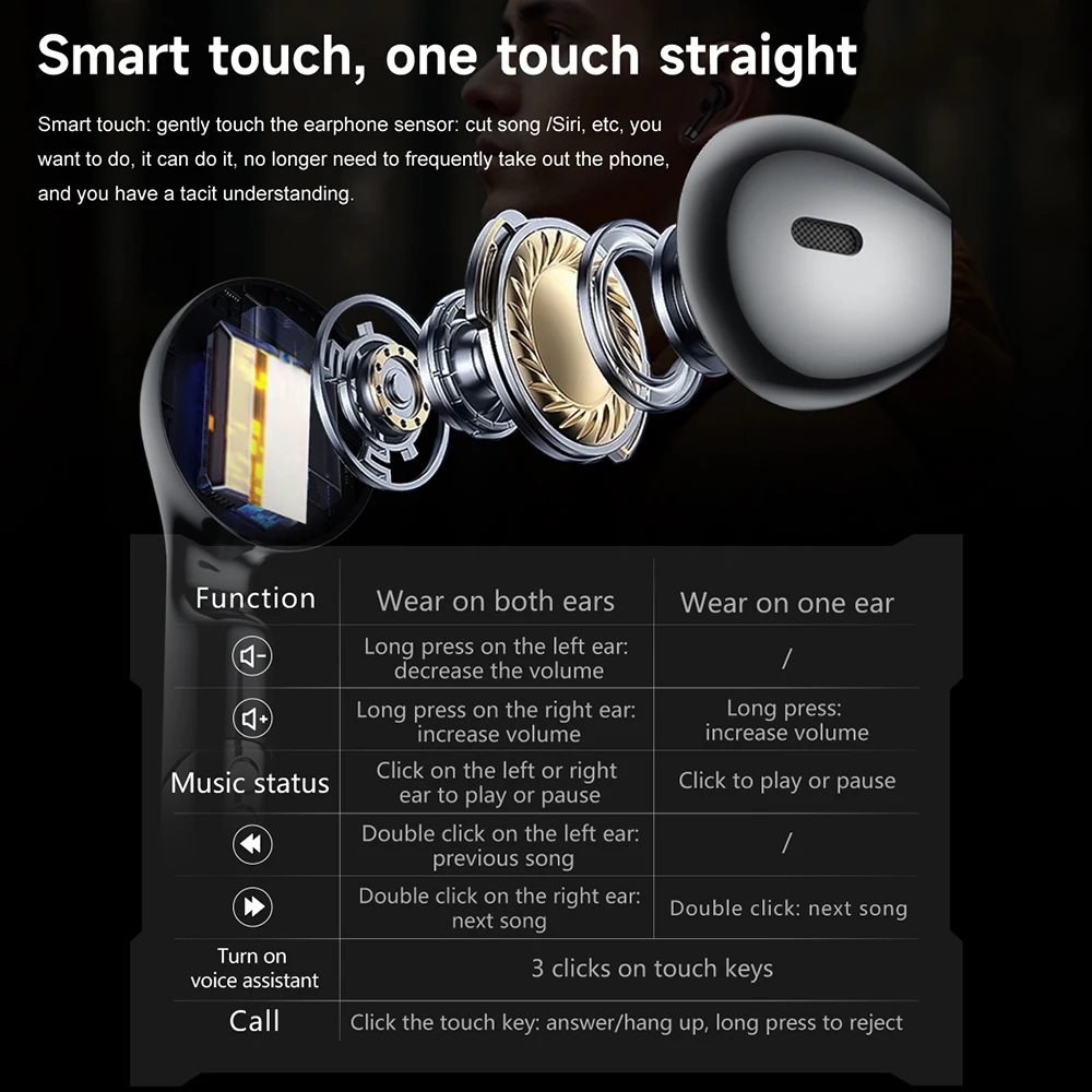 جديد 2 في 1 سماعة ساعة ذكية بلوتوث دعوة معدل ضربات القلب الصحة سماعة رأس للموسيقى الساعات الرياضية NFC Smartwatches ساعة تنبيه #5