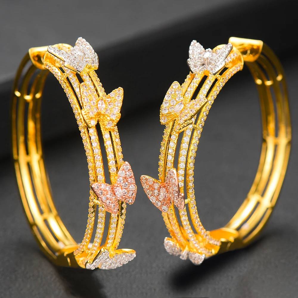 GODKI Luxury Butterfly Statement Big Hoop Earrings For Women Wedding Cubic Zircon CZ DUBAI Bridal Round Circle Hoop Earring 2019