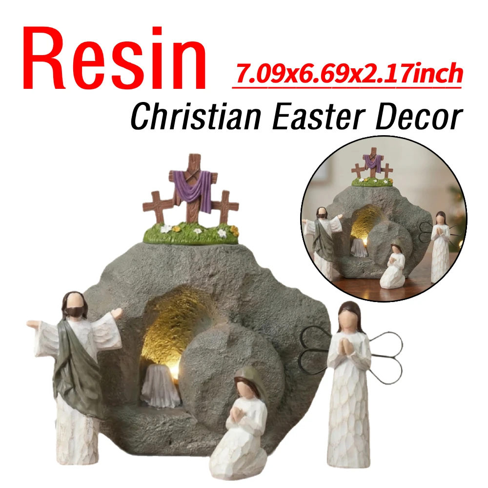 

Религиозные пасхальные украшения: фигурки маленьких Иисусов, декор для пасхального каминного полотна с крестом, для праздничного украшения дома и стола.