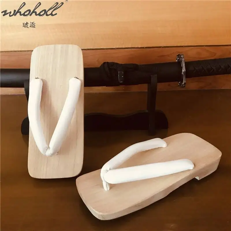 WHOHOLL Geta Man Vrouwen Slippers Outdoor Japanse Geta Houten Klompen Platform Dikke Bodem Slippers Cosplay Kostuums Schoen