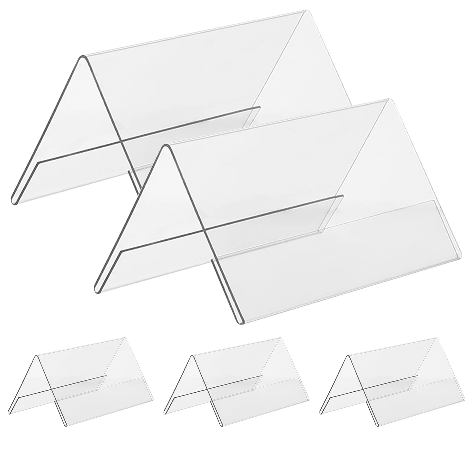 

5pcs Acrylic Displaying Cards Clear Double-Sided Tent Shape Sign Holder For Conference Guest Seat Name Tag Rack Desk Organizer