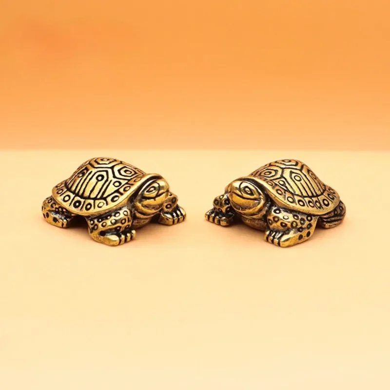 Antique Solid Brass Turtle Ornaments Longevity Animal Sculpture Home Office Desk Decorative Simulation Ornament