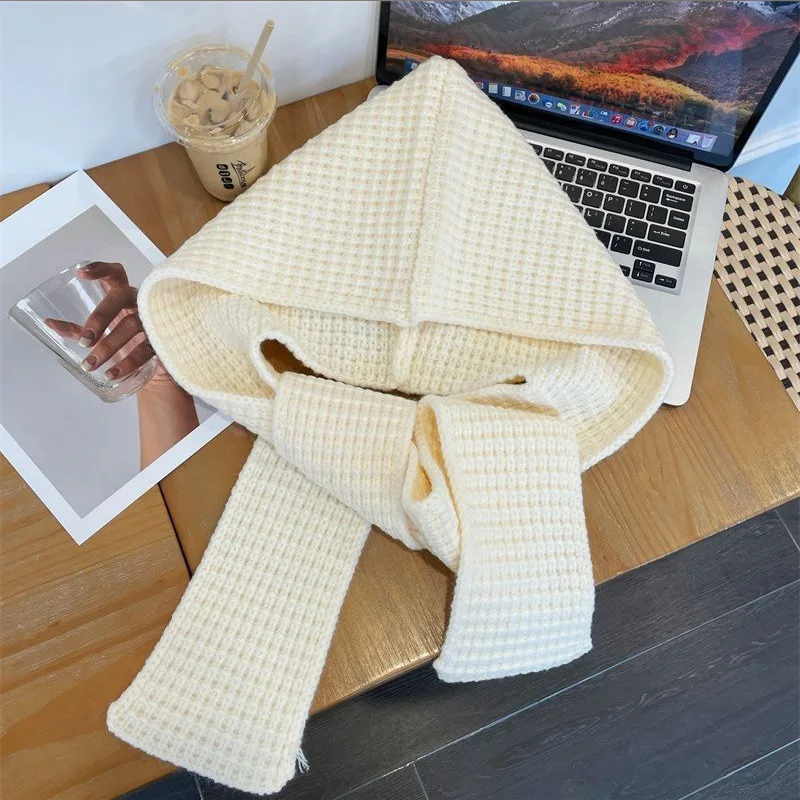 Hat and Shawl Integrated Warm Outer Layer High End Windproof and Cold Proof Neck Protection Scarf New Autumn Winter Hooded Scarf