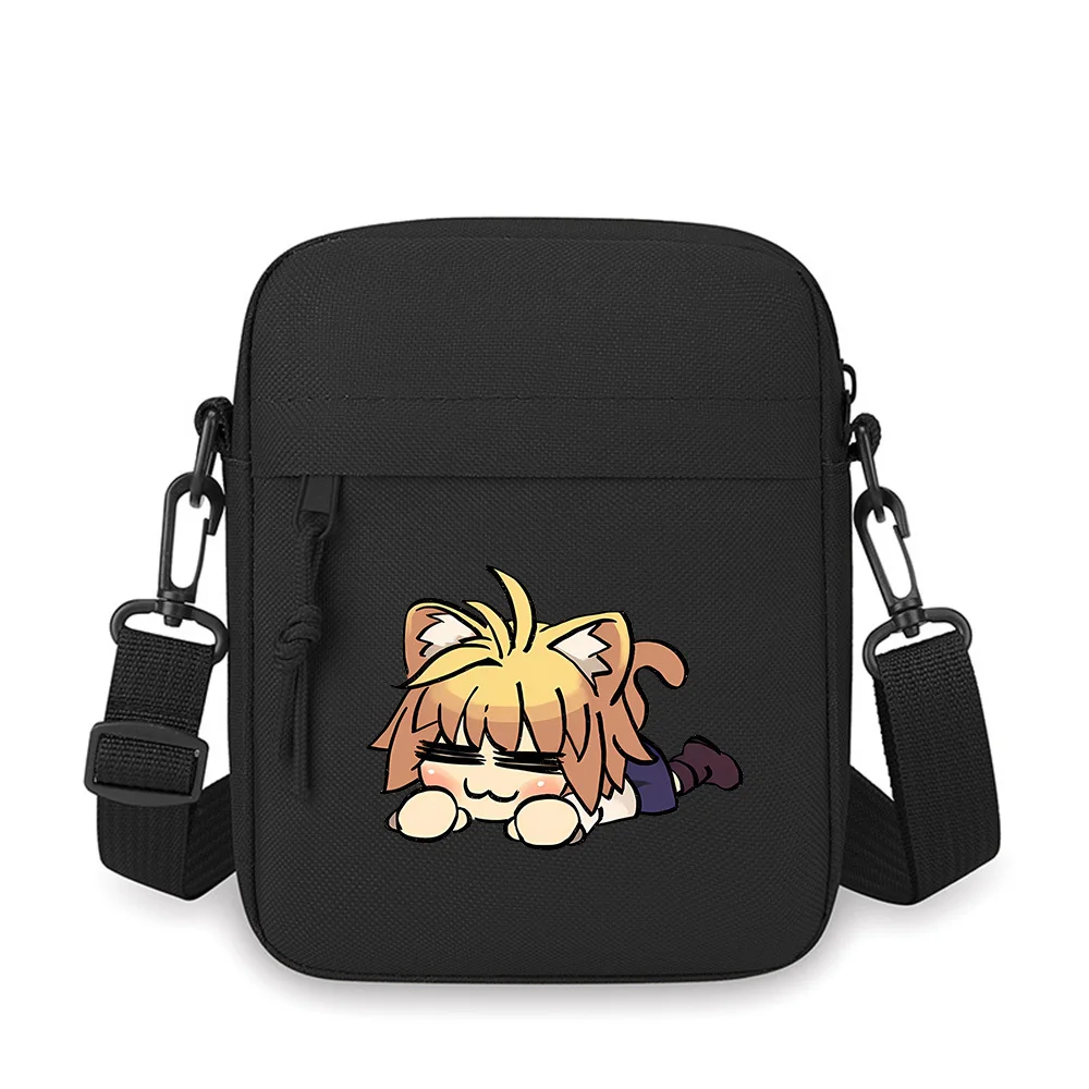 

Cute cat ears,smiling face,cute paws Men Crossbody Bag Single Shoulder Women Cartoon Anime Film Printing Design Unisex