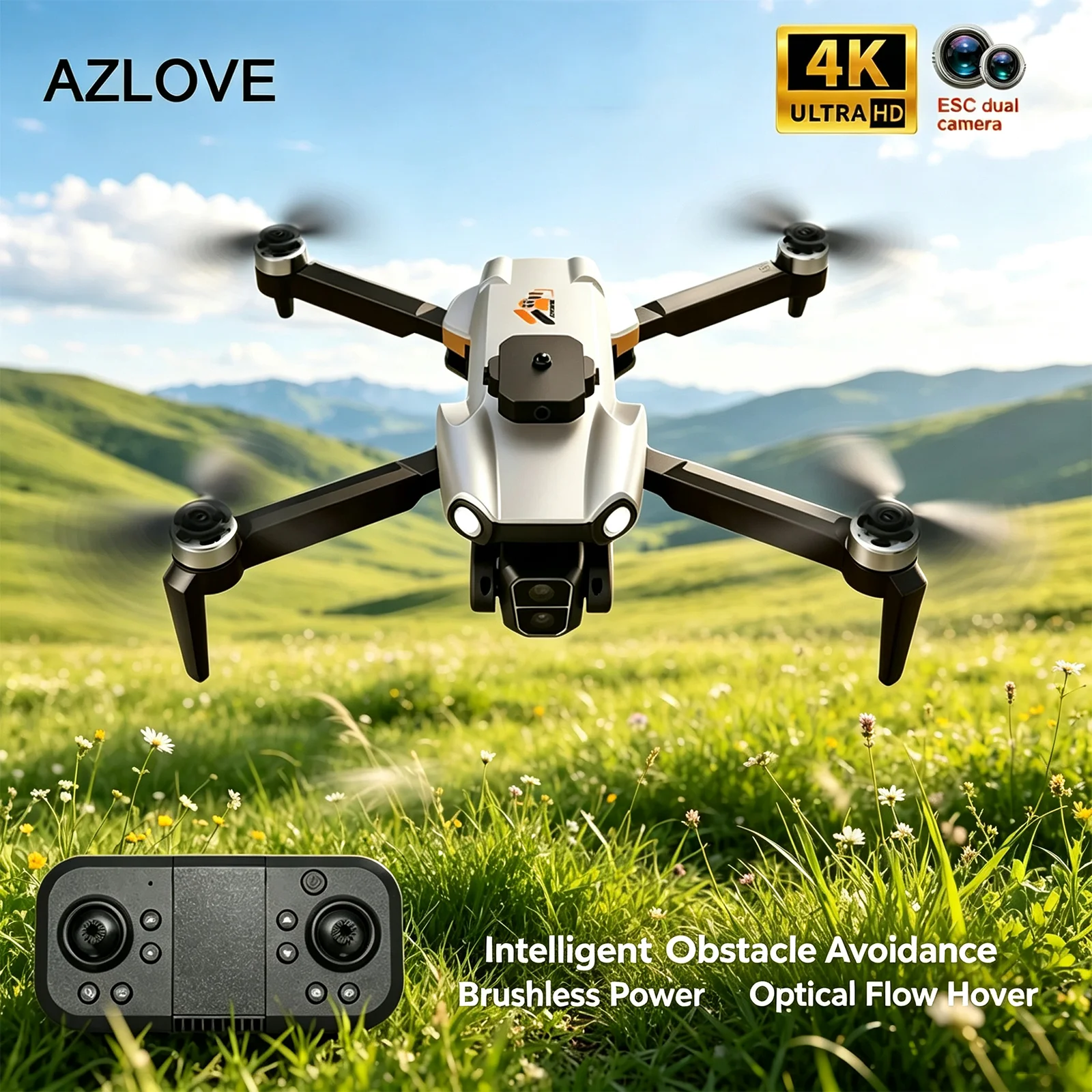 s119-rcドローン-4k-プロフェッショナルhdデュアルカメラ搭載、セキュリティ用uav、障害物回避機能、ブラシレスモーター、折りたたみ式クアッドコプター、子供向けギフト。