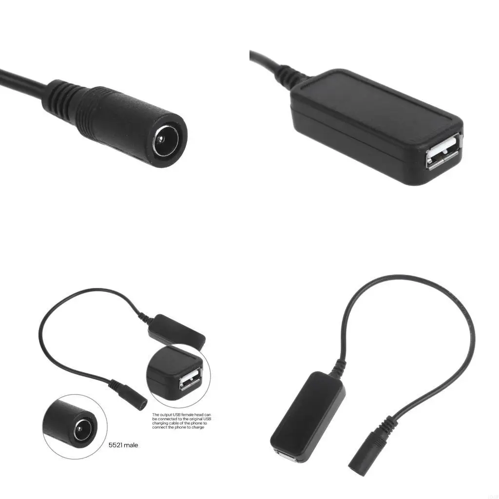 103F 5.5x2.1mm Female to USB Type A Female Charging Cable for 9V 12V 24V Tablets