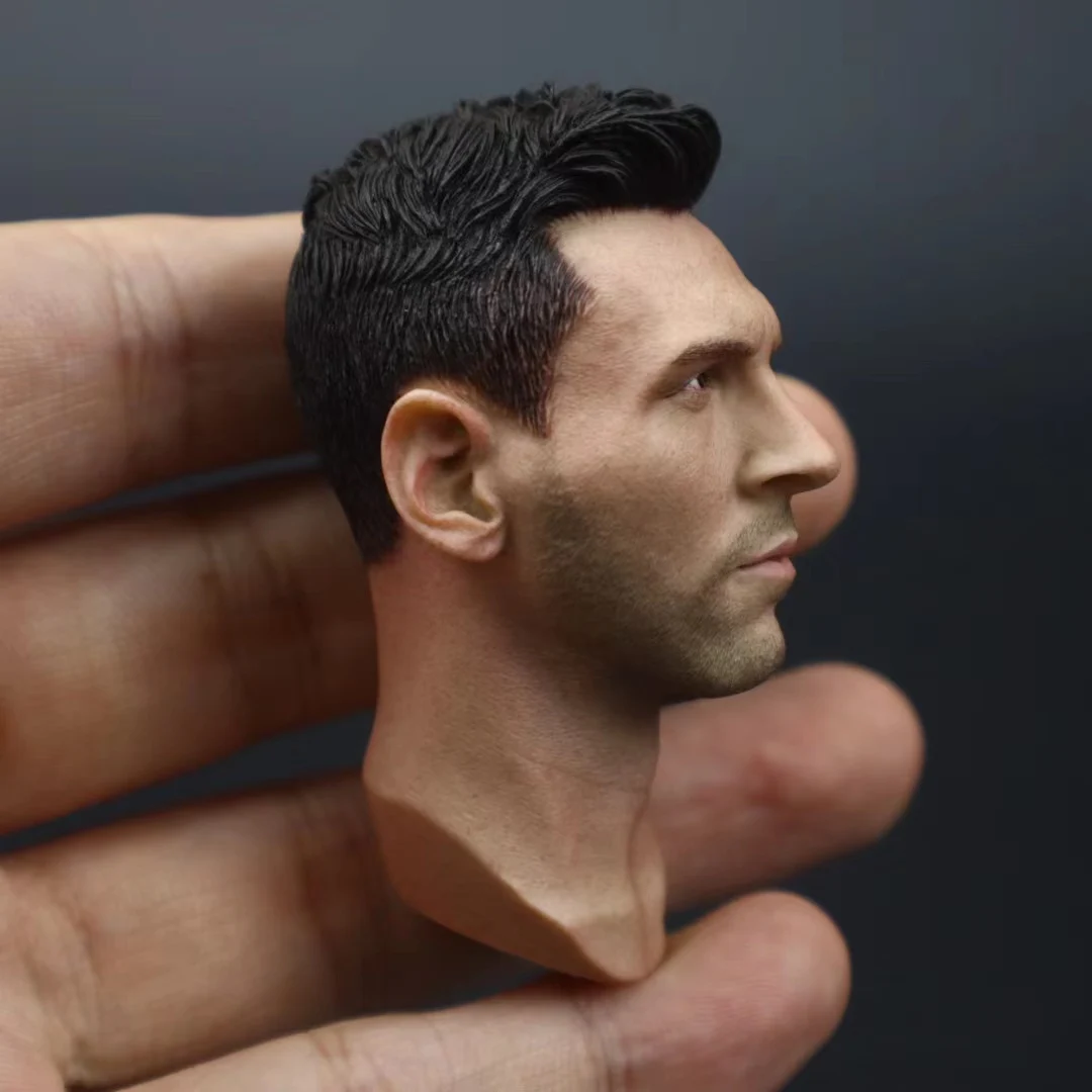 1/6 Scale Football Star Leo Messi Head Sculpture PVC Head Carving Model Fit 12'' Male Soldier Neckless Action Figure Body Dolls