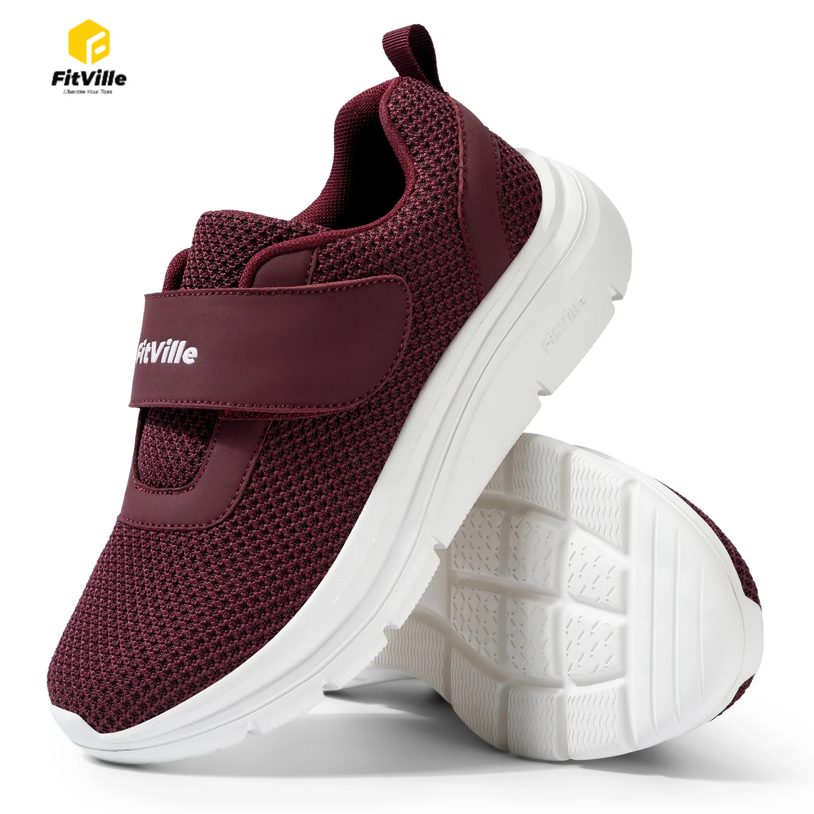 Sneaker Care - FitVille レディース シューズ ワイド糖尿病シューズ 調節可能なストラップ 腫れた足用