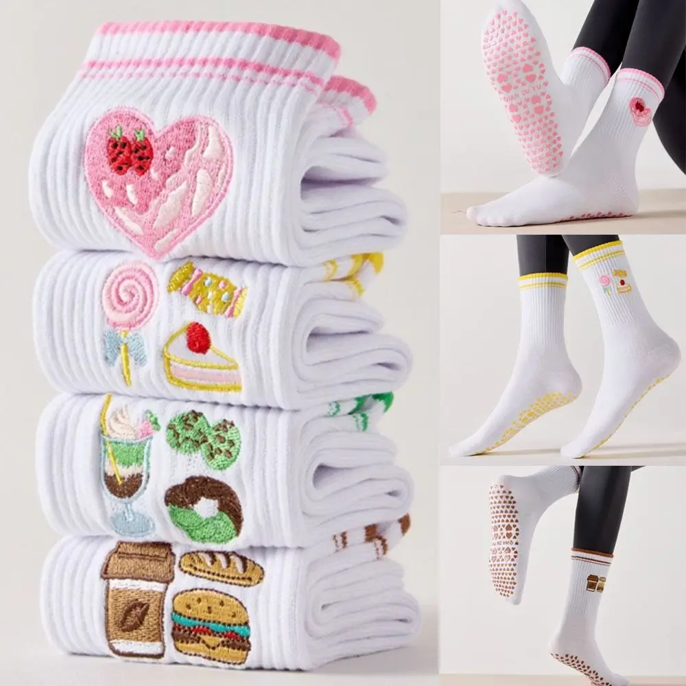 

New Cotton Pilates Socks Harajuku Street Sweat-absorbent Yoga Socks Breathable Non-Slip Grip Mid Tube Socks