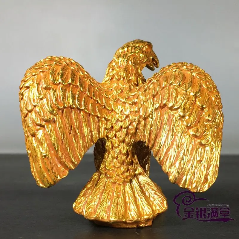 Gilt Eagle spreading its wings Ornament Decoration Tea Pet Figurines Desk Decor Accessories