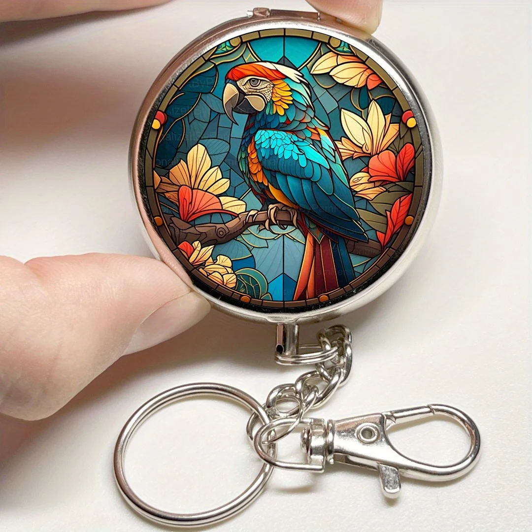 Stainless Steel Parrot Ashtray with Keychain - Portable and Durable Travel Ashtray with Lid | Unique Gift Ideas Modern Ashtray