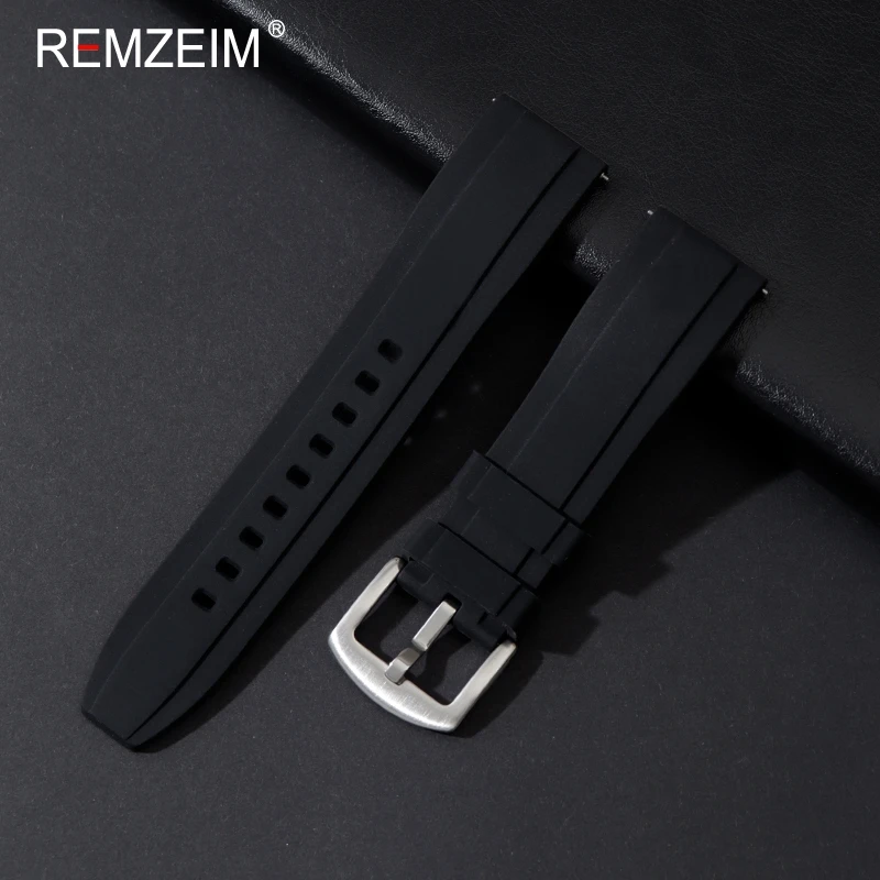 Silicone Rubber Watchband 20mm 22mm Women Men Watch Band Strap Quick Release Waterproof Sports Watch Belt Silver Buckle