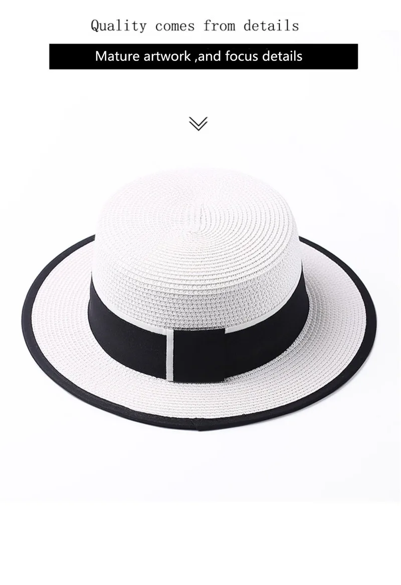 Sommer Outdoor M-Buchstabe Strass Flacher Rand Sonnenhüte Sommer Damen Bowler Hut Strohkappe für Reisen und Einkaufen – Detail 21