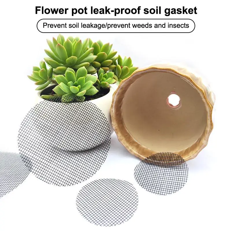 Pot Hole Mesh Pad Mat Grid Round Drainage Hole Screen For Pot Bottom Prevent Soil Loss Anti Bonsai Flower Plant Gardening Tools