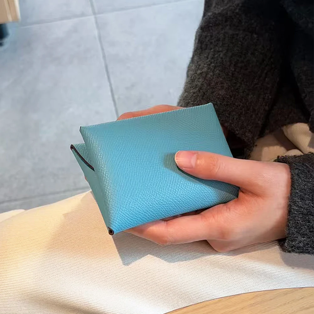Luxuriöse Mode-Geldbörse aus Spaltleder, Lässiger Kartenhalter für Damen und Herren, Echtes Leder, Niedliche Kurze Brieftasche, Dropshipping-Geschenk – Detail 10