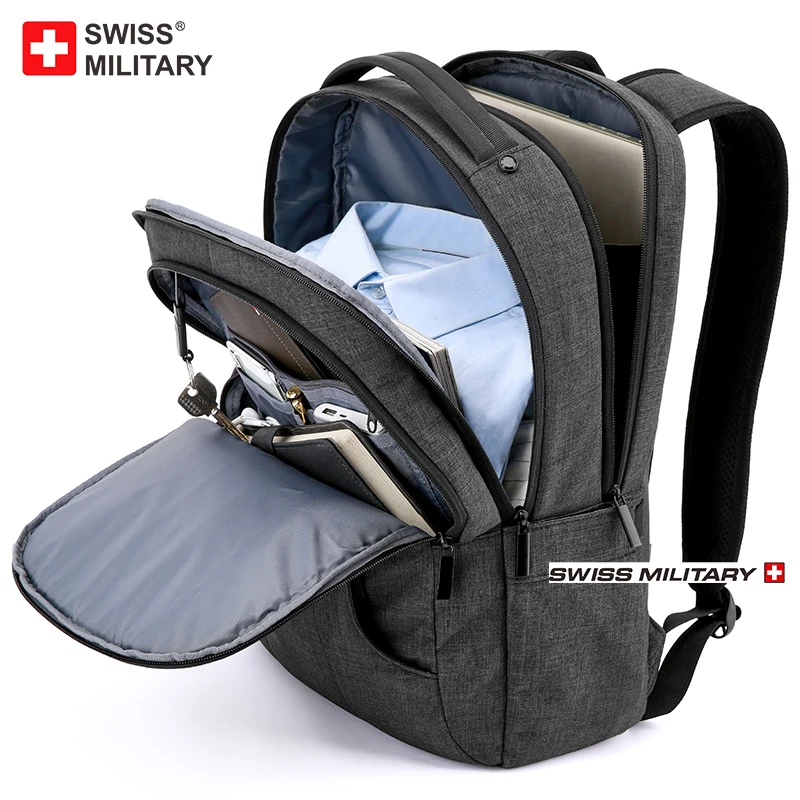 SWISS 15 inches Laptop Backpack Waterproof USB Charge Port School Mochilas Multifunctional Rucksack  Mochila Hiking Travel Bag