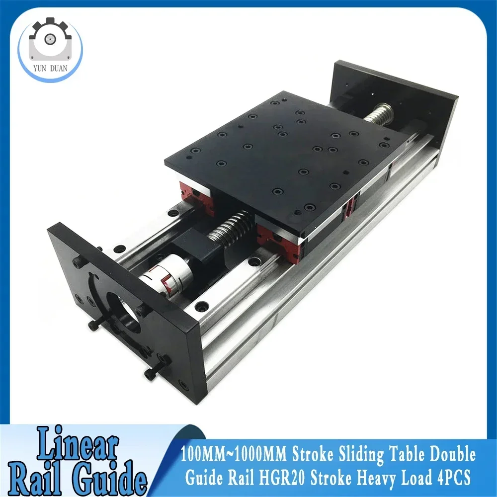 

Heavy Load Sliding Table Double Guide Rail HGR20 Stroke 4PCS HGH20 Slider 100MM~1000MM Stroke Sliding Linear Module