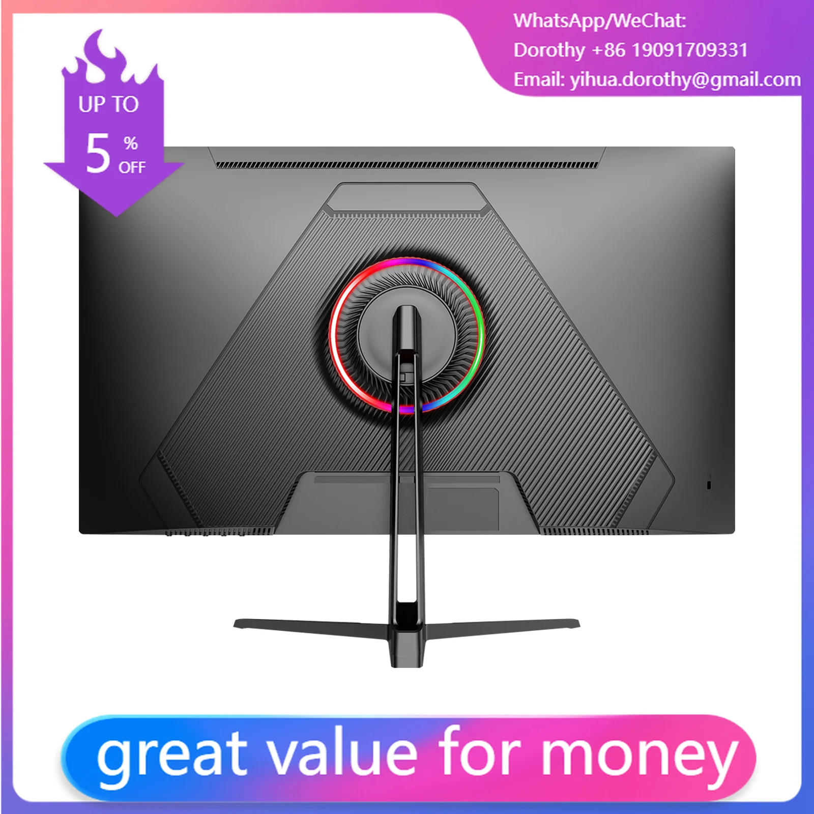 New 23.8  Inch 1k 100/165/180/240Hz 1080P 1ms IPS Borderless E-Sports LCD Gaming Monitor With HDR For Desktop Use DP Interface