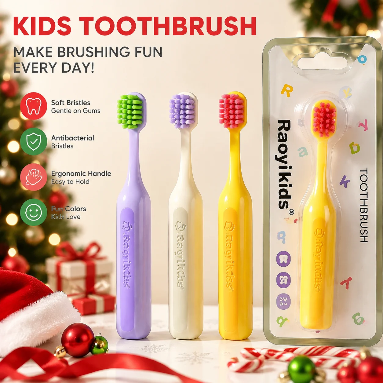 Macaron colorful children's soft-bristle toothbrush, with 0.01 mm-thin bristle tipsand a filament diameter of 0.15 mm