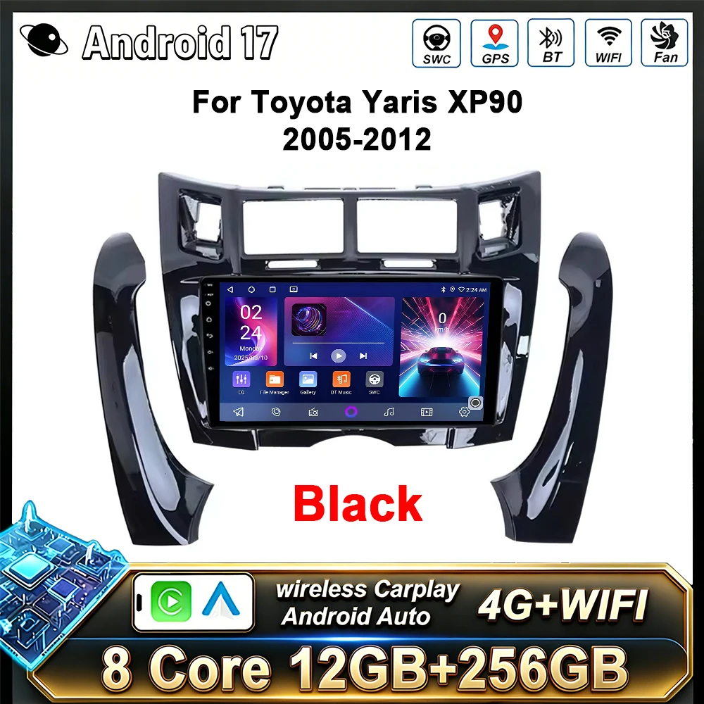 Radio para Auto Android 17 para Toyota Yaris Vizi 2005 2006 2007 - 2012, Reproductor Multimedia Carplay, Radio XP90, GPS para Auto, Sin 2din Din