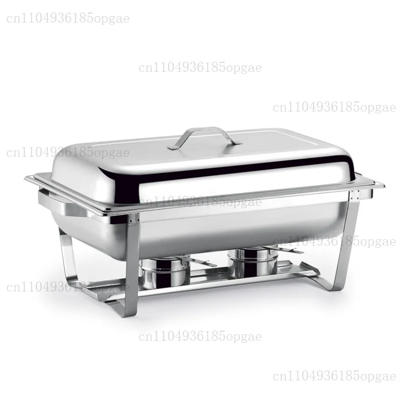 Stainless square double cover buffet stove, golden foot thermal insulation heating tableware stove hotel alcohol stove Buffy
