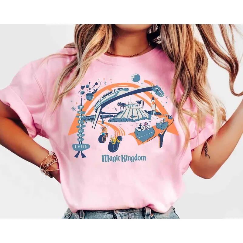 Disney's Tomorrowland Magic Kingdom T-shirt, vintage Space Mountain Monorail T-shirt All-season cotton base layer