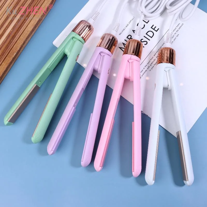 220 فولت مكواة تجعيد الشعر المحمولة الصغيرة المشبك الاستخدام المزدوج استقامة وتجعيدها طالب عنبر ودية اكسسوارات صالون الشعر