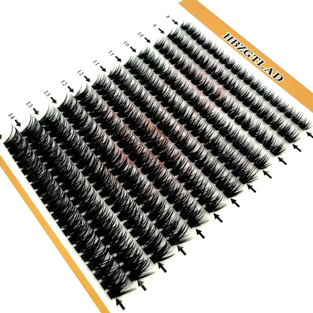 HBZGTLAD 12 righe fai da te ciglia a grappolo 66D 88D estensione ciglia finte 240 fasci/linea seta visone Cilios strumento per il trucco