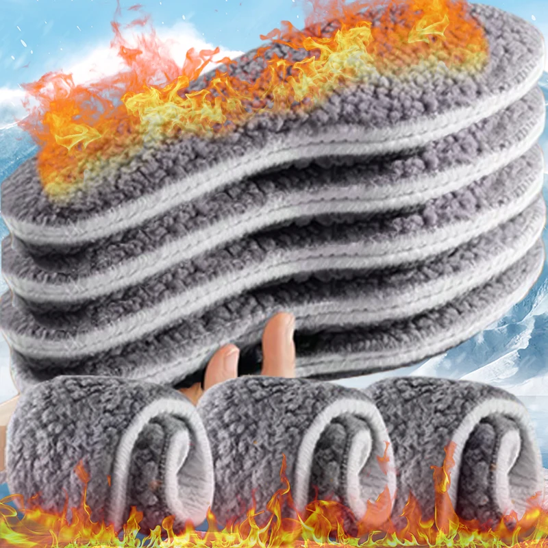 

1/2/5 пар теплых стельок из флиса и утолщенной овечьей кожи, удобные подушечки для обуви из кашемира и хлопка, зимние ботинки для женщин и мужчин