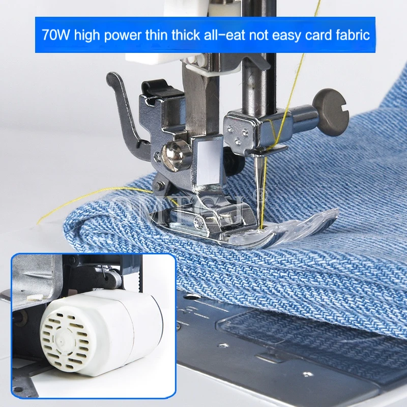 Máquina de coser de alta resistencia, herramienta eléctrica multifuncional de 220V, 60W, 8 puntadas integradas, marco de Metal, doble aguja