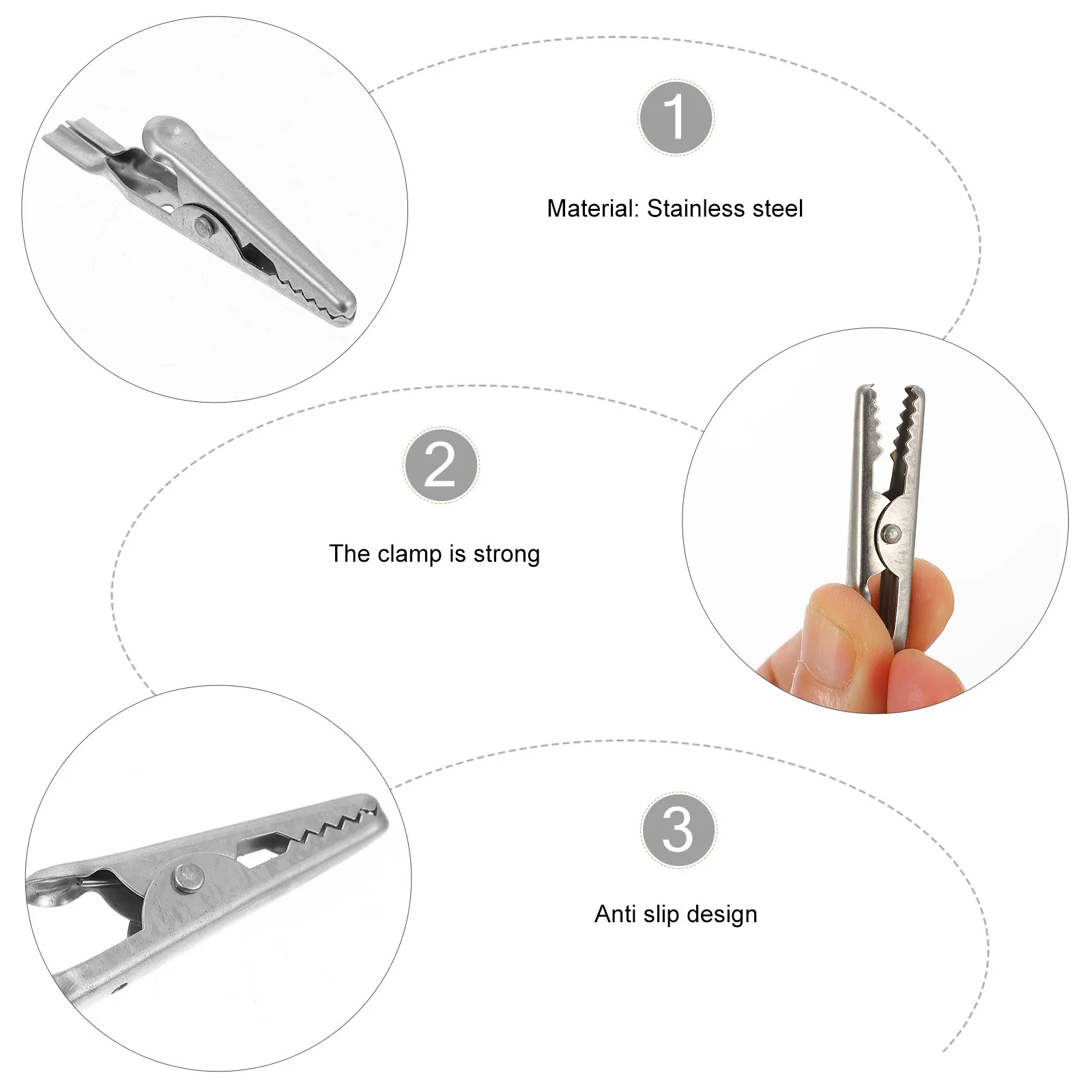 10Pcs Stainless Steel Alligator Clips High Quality Easy Operate Reliable Testing Clamps for Electronics DIY and Laboratory Use