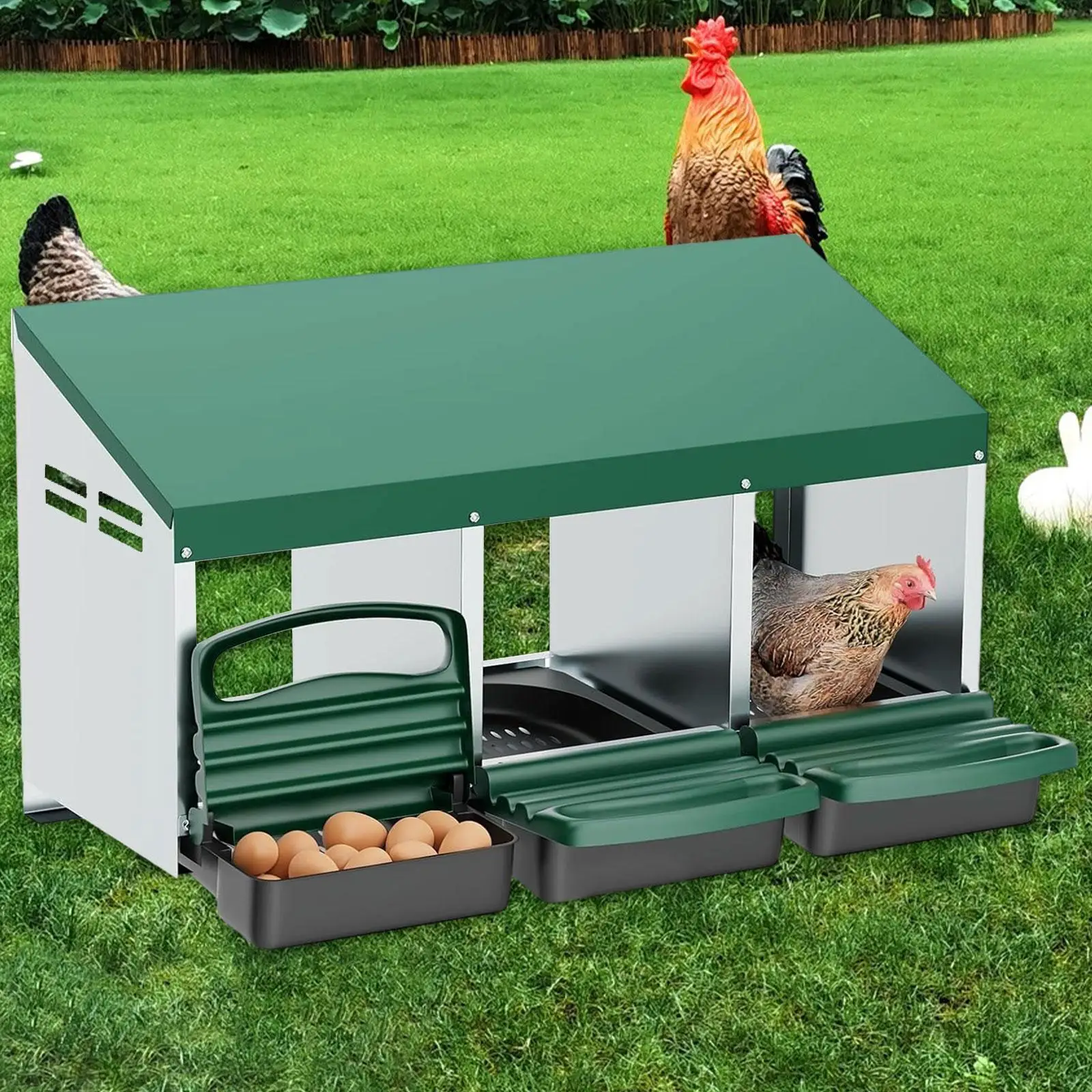 

Wall Mount or Floor Chicken Nesting Box for Backyard Hens Poultry Coop Laying Egg House Durable Easy Clean