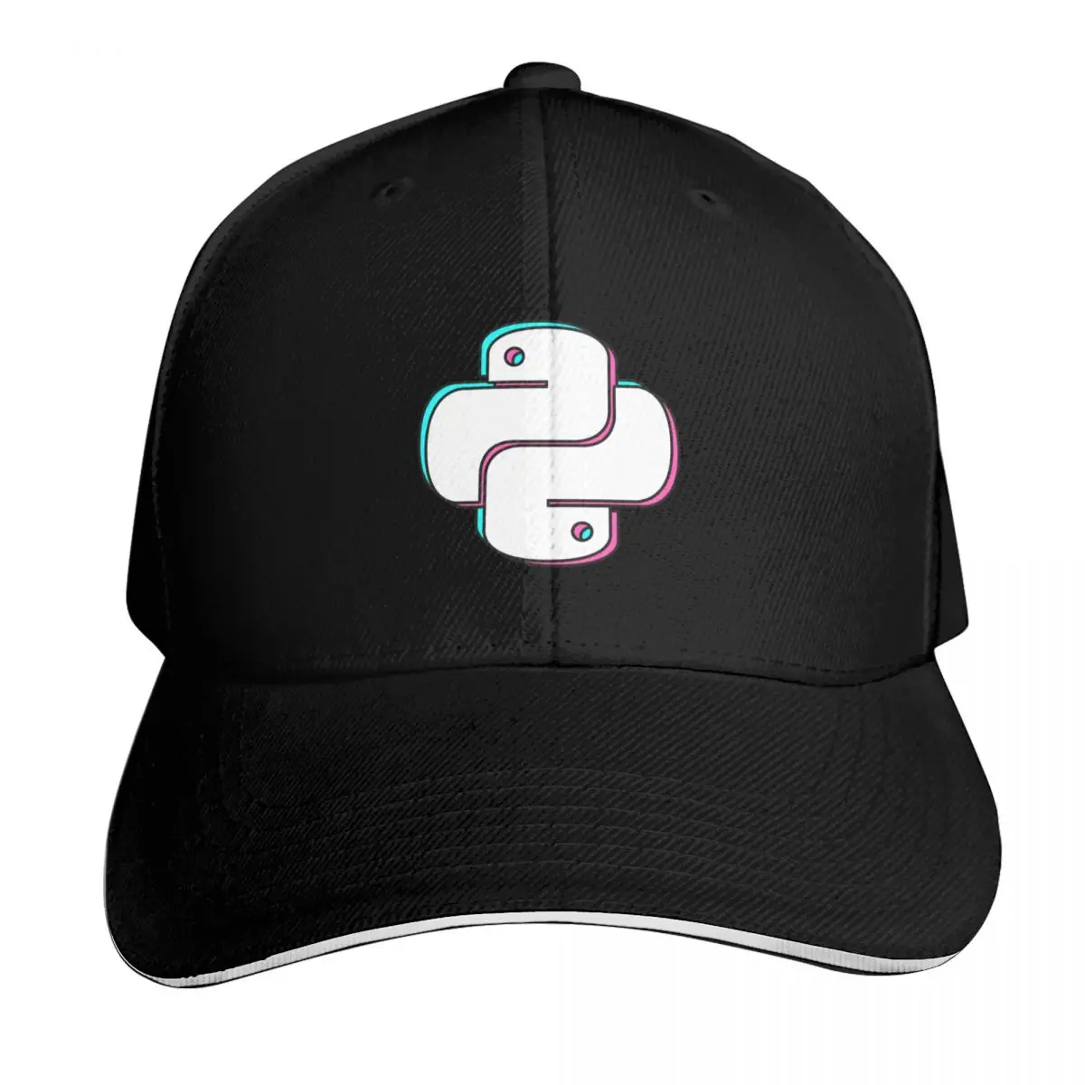 Python Logo Glitch Glitchy Baseball Cap Curved Brim Classic Fit Low Profile Unstructured Unisex for Men Women