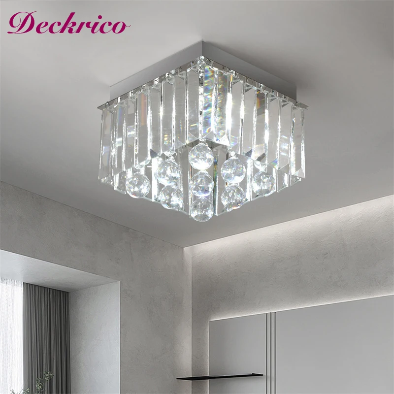 

Luxury Indoor Small Chandelier Flush Mount Ceiling Lamp Fixtures For Hallway Bedroom Dining Room Stainless Steel Bedroom Lustre